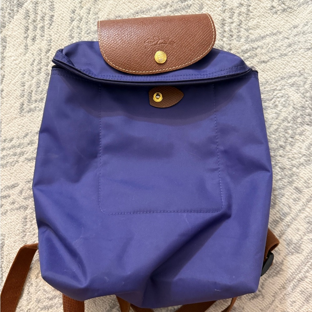 Longchamp Navy and Brown Backpack